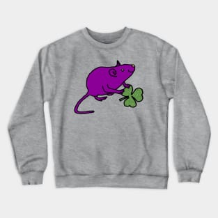 Purple Rat with Shamrock for St Patricks Day Crewneck Sweatshirt